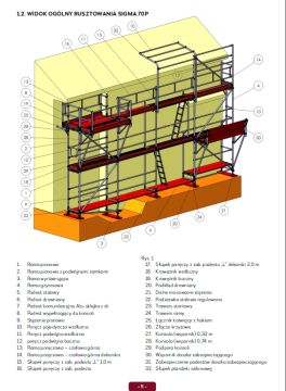 Schelă de fațadă SIGMA 70P - 127,50 m2 cu platforme din lemn. Direct de la producător.